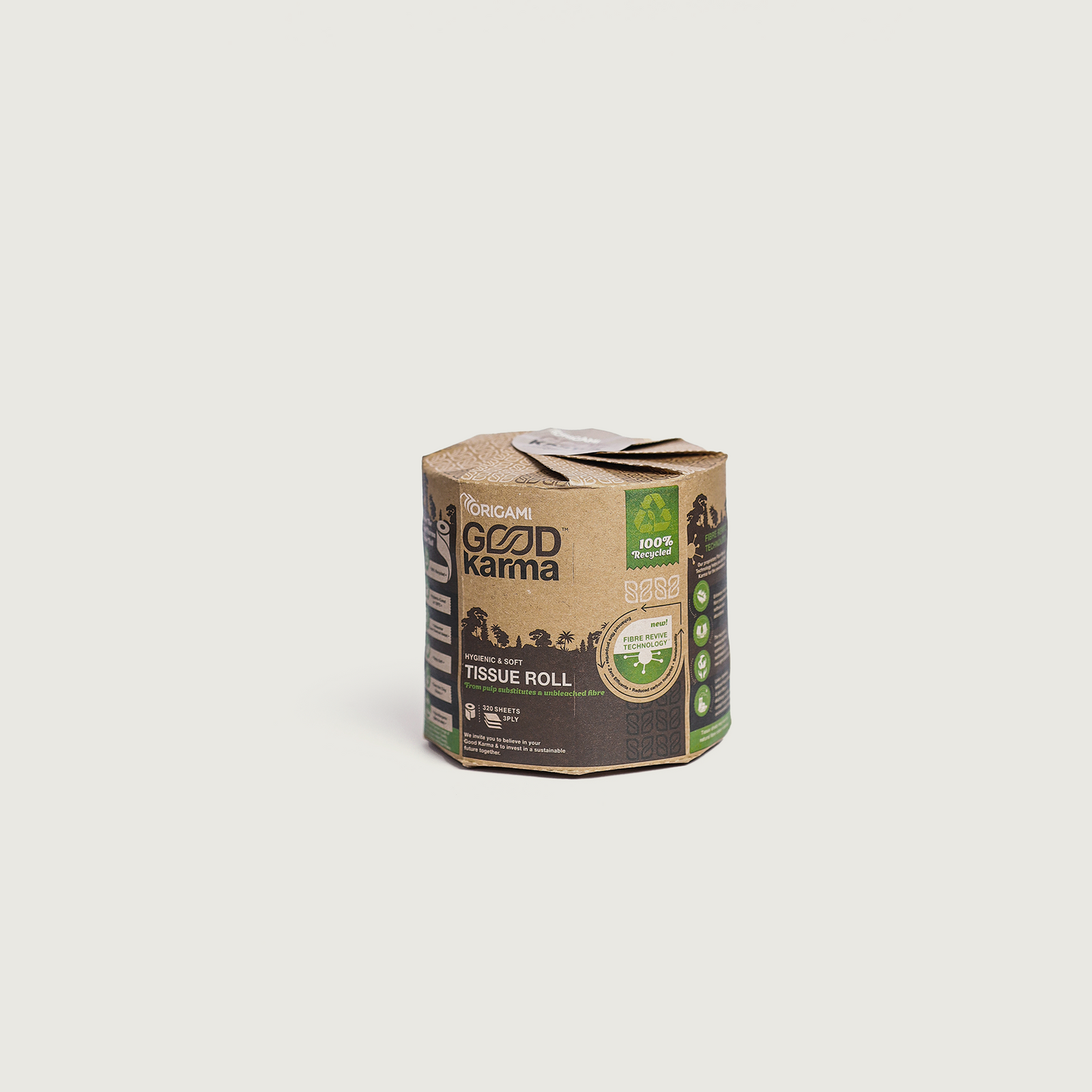 Origami Good Karma Toilet Roll Single, 320 Pulls